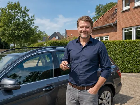 Verkäufer aus Neunkirchen mit dem verkauften Fahrzeug